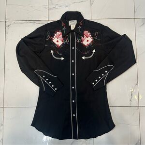 Vintage H Bar C California Ranchwear Royal Flush Black Embroidered 70s. 15